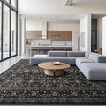 Area Rug Non Slip Machine Washable Ultra Soft Living Room/Bedroom/Kitchen/Outdoor/Classroom Black Grey, 8'×10'