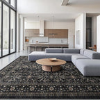 Area Rug Non Slip Machine Washable Ultra Soft Living Room/Bedroom/Kitchen/Outdoor/Classroom Black Grey, 9'×12'
