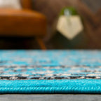 Rugs.com Yasmin Collection Rug – 5' x 8' Turquoise Medium Rug Perfect for Bedrooms, Dining Rooms, Living Rooms