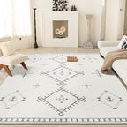ILANGO Area Rug 9'x12' for Living Room Bedroom Washable Moroccan Boho Rugs for High Traffic Area Non Slip & Non-Shedding Rugs Fade Resistant Carpet for Kitchen Office (White)