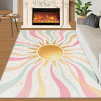 Boho Sun Runner Rugs 2x4ft, Minimalist Sunburst Small Entryway Mats, Abstraction Deco Laundry Room Rug Non Slip Durable Throw Rugs for Front Door Bedroom Bedside