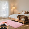Pink Rugs for Bedroom, 3x5 Fluffy Small Area Rugs for Living Room, Soft Shag Fuzzy Carpet with 4 Non-Slip Stickers for Kids Boys and Girls Nursery Room Dorm Home Decor (Pink, 3ft x 5ft)