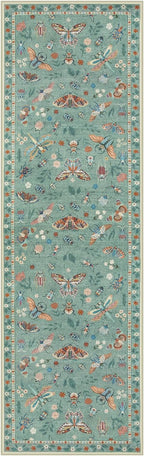 Lahome Insect Hallway Runner Rug, 2'5''x8' Ultra-Thin Washable Runners for Hallways Kitchen, Soft Laundry Room Rug Non-Slip Long Carpet for Entryway Bedroom Bathroom, Green