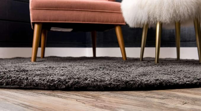 Unique Loom Solo Collection Area Rug - Calabasas (7' 10" Round, Charcoal/ Black)