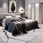 YIHOUSE Modern Washable Area Rug for Living Room Bedroom - Large Abstract Black and White Rug Non-Slip Ultra-Thin Home Decor (Warping, 9'x12')