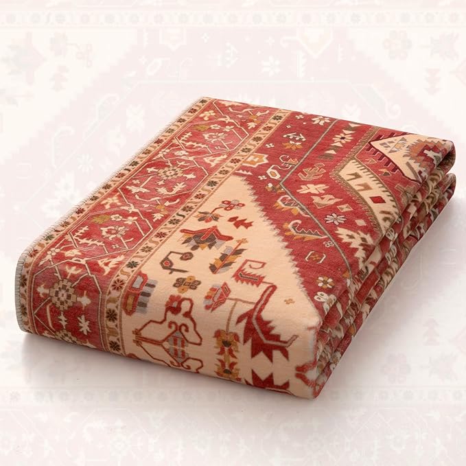 SERISSA 9x12 Area Rugs for Living Room, Large Washable Non-Slip Boho Rug, Ultra Soft Vintage Red Beige Oriental Tribal Print Distressed Carpet for Dining Room Bedroom Dorm Office Home Decor