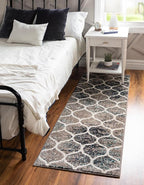 Rugs.com Lattice Frieze Collection Rug – 2' x 5' Runner Blue Multi Medium Rug Perfect for Living Rooms, Large Dining Rooms, Open Floorplans