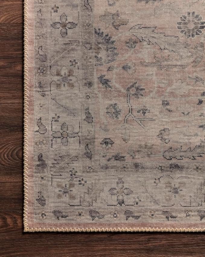 Loloi Hathaway Collection HTH-06 Blush/Multi 9'-0" x 12'-0", .25" Thick Area Rug, Soft, Durable, Printed, Modern, Low Pile, Non-Shedding, Easy Clean, Living Room Rug