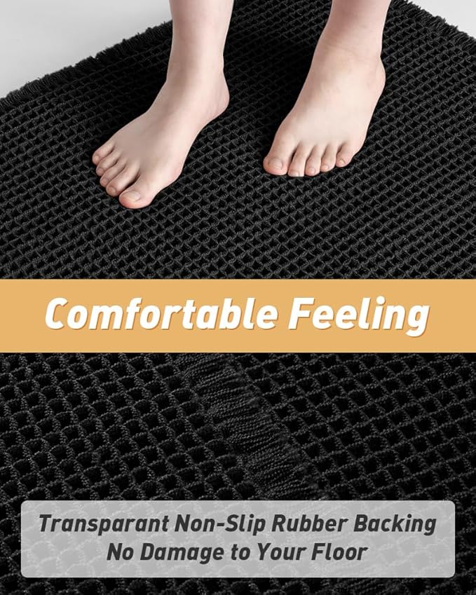 AMOAMI Upgraded Waffle Runner Rug Super Absorbent Non Slip Bath Mats for Bathroom Machine Washable Boho Bathroom Runner Rug with Tassels, Ideal for Hallway Bedroom Laundry Room, 2'x 6'