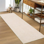RUGSREAL Machine Washable Runner Rug 2x8 Long Entryway Throw Mat Contemporary Soild Kitchen Runner Rug Low-Pile Modern Carpet for Hallway Laundry Bedroom Living Room, 2'3" x 8' Ivory Beige