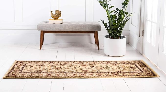 Unique Loom Voyage Collection Traditional Oriental Classic Intricate Design Area Rug (2' 2 x 6' 0 Runner, Ivory/Gold)