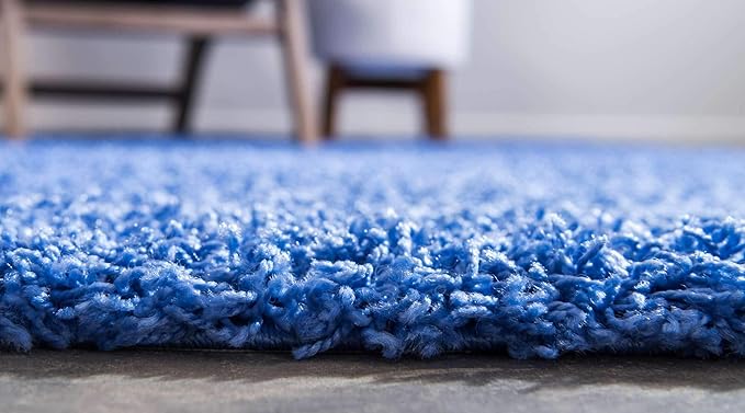 Unique Loom Solid Shag Collection Area Rug (4' 1" x 6' 1" Rectangle, Periwinkle Blue)