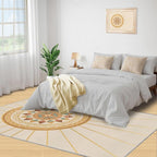 Boho Sun Area Rugs 4x5ft, Minimalist Line Kids Play Rug, Geometric Solar Throw Rugs Bedroom Fluffie Soft for Coffee Shop Living Room Under Table Game Room