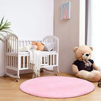 duduta Pink Fluffy Round Rug 4x4 ft, Shag Fuzzy Plush Circle Throw Rug for Nursery Bedroom Living Room Home Decor