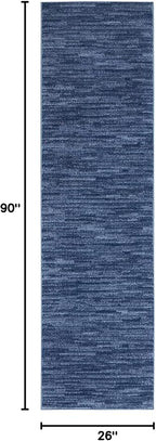 Nourison Home Nourison Essentials Navy Blue 2'2" x 7'6" Area Rug - Easy Clean, Non Shedding, Bed Room, Living Room, Dining Room, Kitchen (8' Runner)