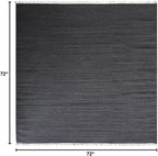 Rugsotic Carpets Hand Woven Flat Weave Kilim Wool ECO-Friendly Area Rugs - 6'x6', Square Shape, Charcoal Color, Solid Plain Design, Low Pile Handmade Area Rugs for Living Room, Bed Room (D00111)