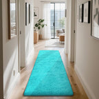 Teal Blue Rug Fluffy Rugs, 2x6 Teal Area Rugs for Bedroom, Soft Cute Baby Play Mat, Indoor Floor Carpet for Teen, Nursery, Preppy Dorm, Plush Aesthetic Bedside Rug