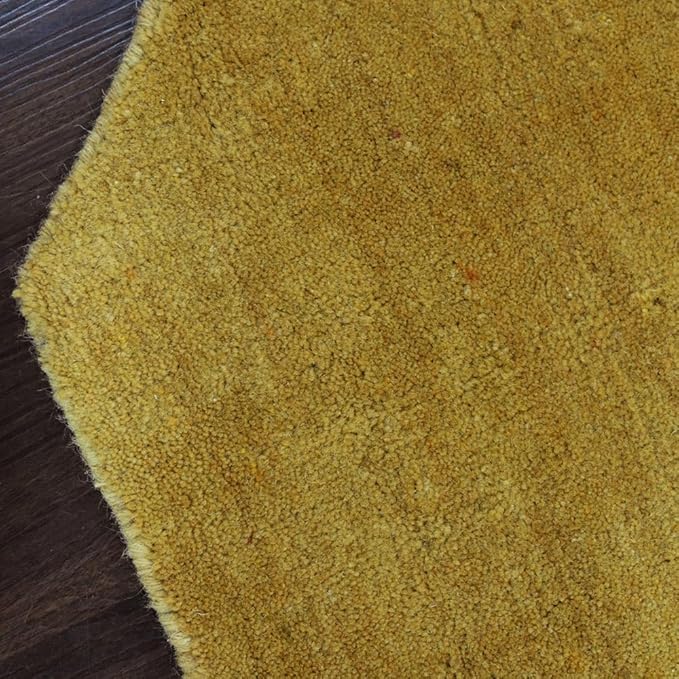 Hand Knotted Loom Wool ECO-Friendly Area Rugs - 6'x6', Octagon, Orange Color, Solid Plain Design, High Pile Thick Handmade Anti Skid Area Rugs for Living Room, Bed Room (L00111)
