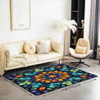 Vintage Mandala 5x7 Area Rug Bohemian Style Watercolor Flower Living Room Rug | Boho Floral Rugs for Bedroom, Antique Decor Victorian Damask Carpet Indoor Floor Mat