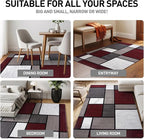 Rugshop Modern Geometric Boxes Red Area Rug, Carpet with Jute Backing for Hallway, Entryway, or Laundry Room, 2' x 7'2"