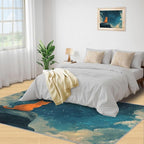 Orange Cat Rugs for Bedroom - 6x9 Area Rug - Cartoon Starry Sky Rugs for Living Room, 3D Cute Cat Rug, Non-Slip Washable Home Decor Carpet