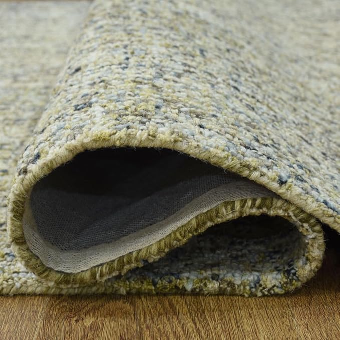 Hand Tufted Wool ECO-Friendly Area Rugs - 8'x10', Rectangle Shape, Light Green, Solid Plain Design, High Pile Thick Handmade Area Rugs for Living Room, Bed Room (KWC111)