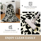 YIHOUSE Leopard Rug for Living Room, 5x7 Black and White Cute Cheetah Print Rug Modern Washable Ultra-Thin Animal Printed Rugs for Bedroom, Girls Boys Dorm Room Nursery Room, Playroom