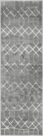 Marilyn Monroe Glam Collection Area Rug - Trellis (2' x 6' 1" Runner, Gray Silver/ Silver)