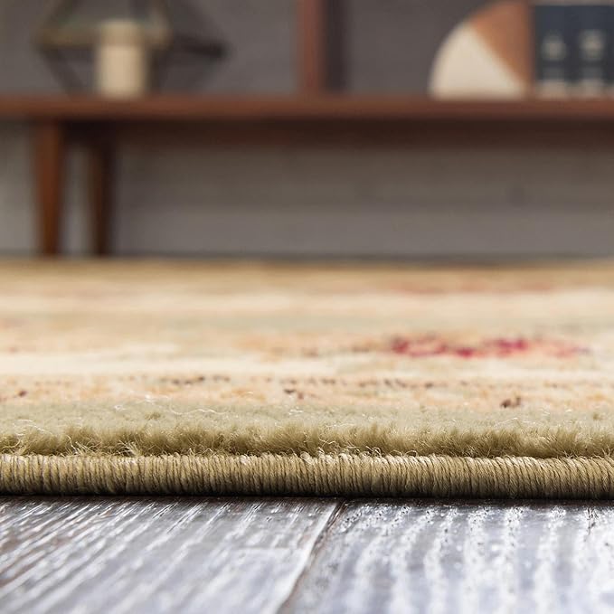Rugs.com Chateau Collection Rug – 6 Ft Square Green Medium Rug Perfect for Living Rooms, Kitchens, Entryways