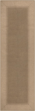Moynesa Brown Striped Border Easy Jute Runner Rugs 2.5x8, Indoor Outdoor Washable Non Slip Runners Rug for Entryway Hallways Patio Balcony, Morden Farmhouse Carpet for Fall Winter Decor