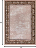 Antep Rugs Alfombras Bordered Modern 3x5 Non-Slip (Non-Skid) Low Pile Rubber Backing Indoor Area Rug (Beige, 3' x 5')