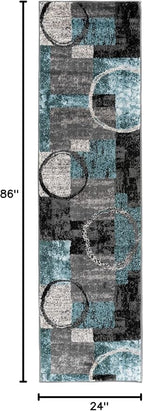 Rugshop Contemporary Abstract Circle Design Soft Runner Rug 2' x 7'2" Gray