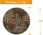 3ft Leopard Print Round Area Rug, Washable Non-Slip Ultra-Soft Low Pile Carpet, Non-Shedding Modern Circle Rug for Bedroom Entryway Kitchen Bathroom Office