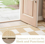 Vasofe Checkered Jute 5x7 Area Rugs, Washable Outdoor Patio Rug for Living Room Bedroom Indoor Carpet, Non Slip Modern Farmhouse Neutral Geometric Rugs Office Porch Dining Room Mat, Khaki and White