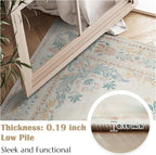 jinchan Floral 5x7 Area Rugs for Nursery - Machine Washable Vintage Distressed Design Soft Ultra-Thin Low-Pile Non-Slip Kids Carpet for Bedroom Living Room Dining Room Home Office (5x7ft, Apricot)