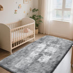 Soft Runner Rugs for Bedroom, Mottling Grey 3x7 Area Rugs Fluffy Rug Shag Area Rug Carpet, Bedside Rug for Living Room Bedroom Kids Room Home Decor