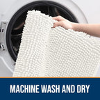 OLANLY Dog Door Mat for Muddy Paws 44x32, Absorbs Moisture and Dirt, Absorbent Non-Slip Washable Doormat, Quick Dry Chenille Mud Mat for Dogs, Entry Indoor Entryway Carpet for Inside Floor, Ivory