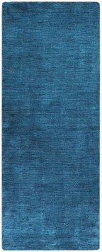 Hand Knotted Loom Wool ECO-Friendly Area Rugs - 2'6"x8', Runner, Blue Color, Solid Plain Design, High Pile Thick Handmade Anti Skid Area Rugs for Living Room, Bed Room (L00111)