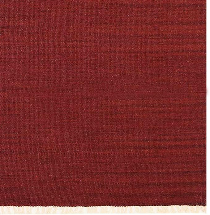 Rugsotic Carpets Hand Woven Flat Weave Kilim Wool 3'x13' Runner Area Rug Solid Burgundy D00111