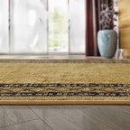 Antep Rugs Alfombras Modern Bordered 2x10 Non-Skid (Non-Slip) Low Profile Pile Rubber Backing Indoor Area Runner Rugs (Brown, 2' x 10')