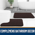 OLANLY Bathroom Rugs 24x16, Extra Soft Absorbent Chenille Bath Rugs, Rubber Backing Quick Dry, Machine Washable Bath Mats for Bathroom Floor, Tub and Shower, Home Decor Accessories, Brown