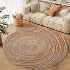 Tree Stump Growth Rings Washable Round Rugs Wood Color Texture Circle Rugs for Living Room Entryway Round Area Rug Soft Non Slip Nursery Carpet for Bedroom Dining Coffee Table 3ft