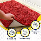 Muddy Mat® Shown on TV – Super Absorbent Microfiber Dog Door Mat for Muddy Paws, Non-Slip Washable Pet Rug, Quick Dry Chenille Entryway Carpet, Machine Washable Indoor Outdoor mat, Red 59"x24"