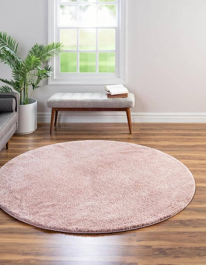 Unique Loom Solo Collection Area Rug - Calabasas (6' 1" Round, Pink)