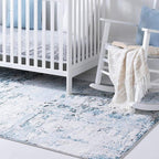Rugs.com Leipzig Collection Area Rug – 8X10 Blue Low-Pile Rug Perfect for Living Rooms, Large Dining Rooms, Open Floorplans