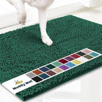 Muddy Mat® | Super Absorbent Door Mat Indoor, Microfiber Quick Dry Chenille Entryway Rug, Non-Slip Front Door Mat, Indoor Mats for Entryway, Machine Washable Pet Rug, Dark Green 24" x 120"