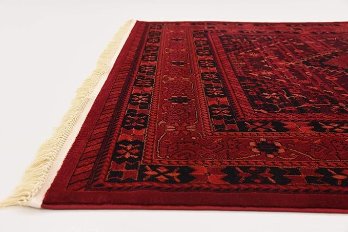 Unique Loom Tekke Collection Area Rug - Sheibani (6' 1" x 9' Rectangle, Red/ Black)