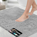 GORILLA GRIP Bath Rug Mat 44x26, Soft Absorbent Chenille, Quick Dry Microfiber Mats, Rubber Backing Washable Shower Floor Rugs, Bathmat Runner, US Designed Bathroom Home Decor Accessories Light Gray