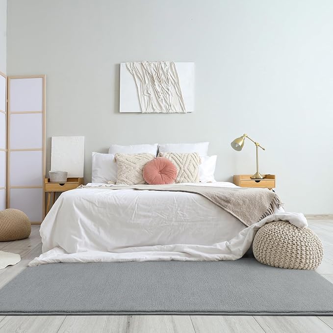Amearea Modern Soft Hallway Runner Rug, 3x10 Feet Washable Long Runner Rugs for Hallway, Grey Fluffy Bedroom Bedside Rugs, Non Slip Memory Foam Rug Carpet for Entrance Kitchen Living Room Home Decor