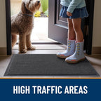 OLANLY Front Door Mat Indoor Outdoor Entrance, Waterproof Heavy Duty Doormat, Fade Resistant, Low Profile, Easy Clean Patio Porch Welcome Floor Mats for Entry, 35x30, Charcoal Grey